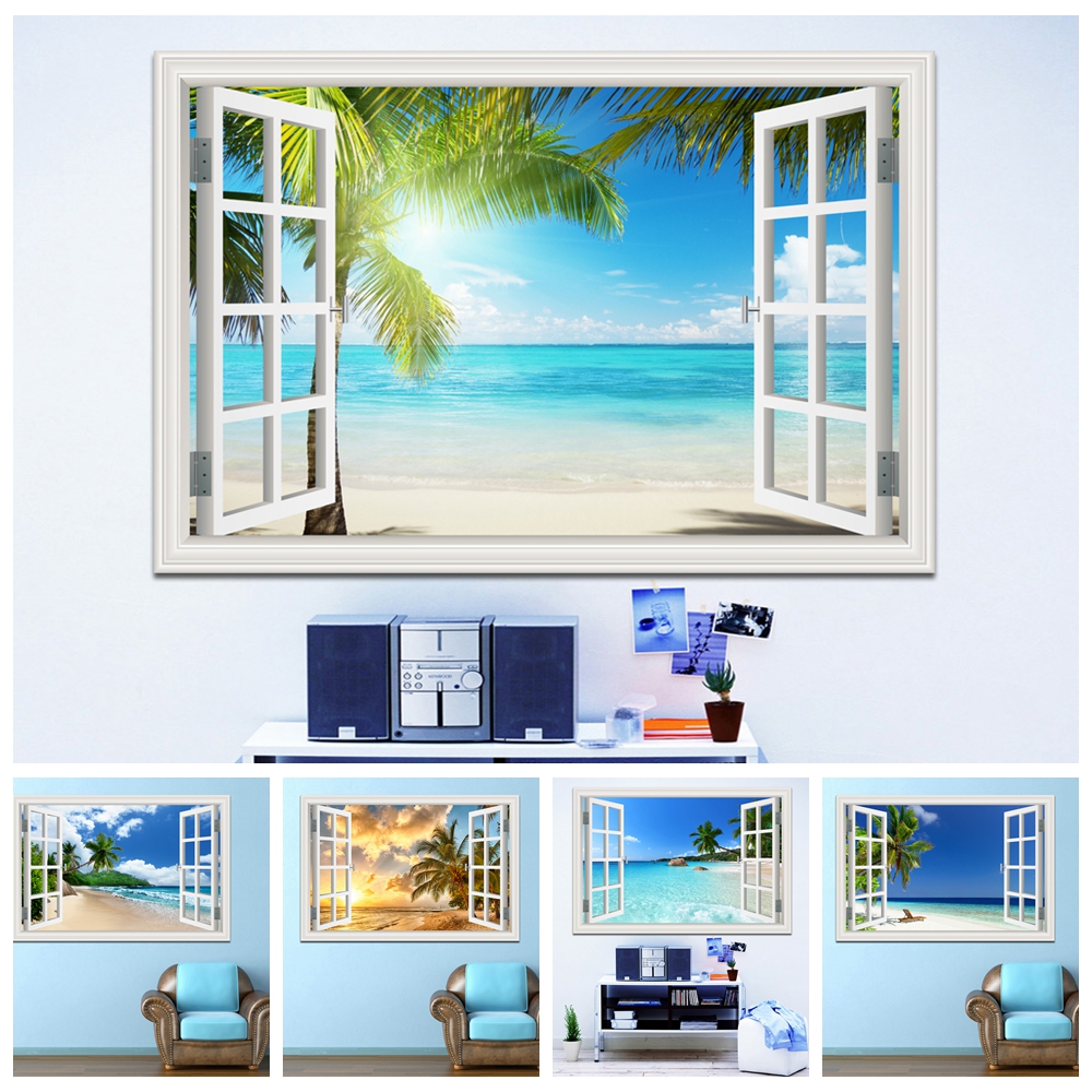 Mct Oil Coconut - 3D Beach Window View Wall Sticker