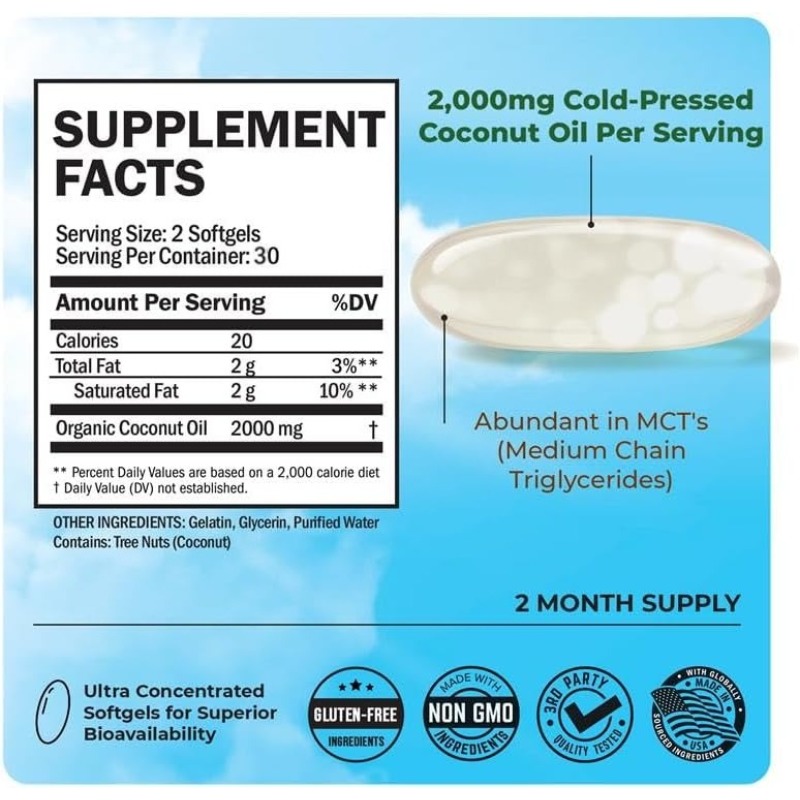 Coconut oil capsules 2000mg, r - огляд і ціна Mct Oil Coconut