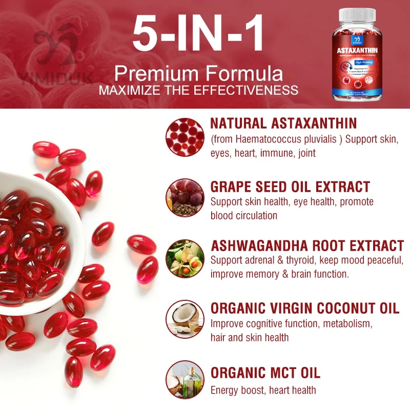 Astaxanthin Capsules with Grap - огляд і ціна Mct Oil Coconut
